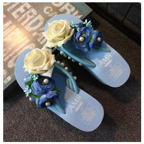 HAHAFLOWER Summer Bohemia Platform Wedges Sandals Slippers Flip Flops Wedges Heels Flip Flops Beach Sandals Platform Slippers