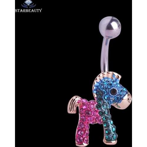 Cute Body Jewelry Girl Children Kawaii Colar Small Horse Crystal Piercing for Nicely Girls Shiny Brand Belly Pircings Bijoux Vaz