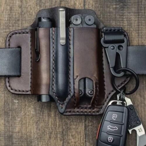 Leather olecranon buckle EDC tactical multifunctional belt cover tool cover flashlight cover knife cover waist holster