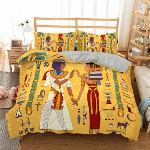 Fashion Egyptian Pattern Bedding Set Ancient Egypt Civilization Duvet Cover Characters Home Textiles African Bedclothes 2/3 Pcs