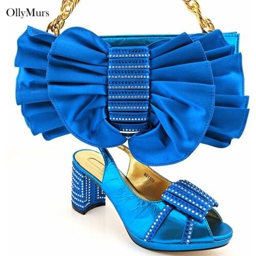 Fashion African Style Woman Shoes And Bag Set Hot Sale Luxury High Heels Shoes And Bag Set For Party Dress On Stock