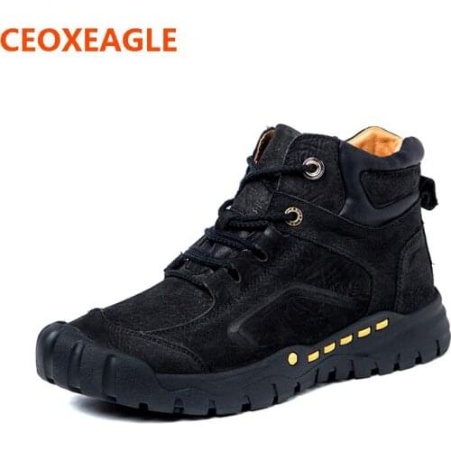 Winter Men Boots Super Warm Genuine Leather Boots Men Winter Shoes Lace Up Men Military Fur Boots For Men Shoes Zapatos Hombre