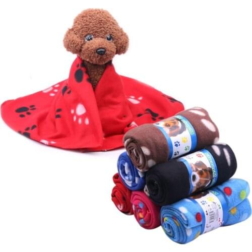 Lovely Paw Print Pet Dog Bed Mat Soft Winter Warm Fleece Blanket for Chihuahua Puppy Sofa Cashmere Mat Cat Cushion Towel 20A