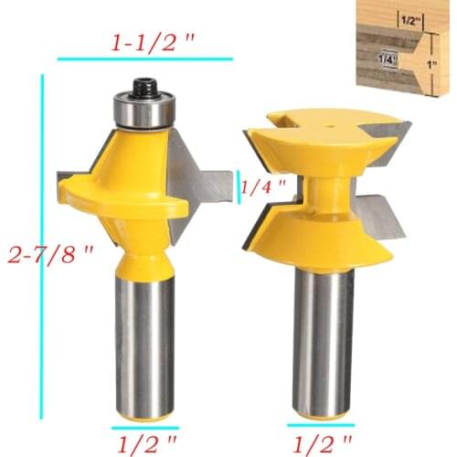 Newest 1PC 1/2 Inch Shank Matched Tongue Groove Router Bit Set Edge Banding For Woodworking high quality