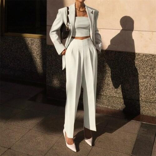 2021 Autumn High-waist Nine-point Pants New Elastic Straight Leg Ladies Casual Pants Suit Pants Cargo Pants Women