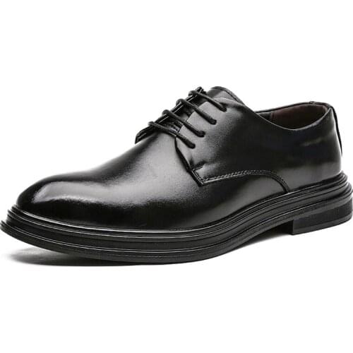 New Fashion Formal Oxfords Male Daily Leather Casual Shoes Business Wedding Formal Dress Shoes 38-46 Black