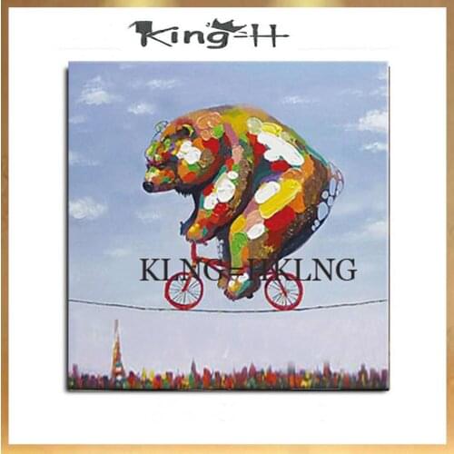 Animal samples hand-painted bears in modern bicycle paintings abstract funny bear style sofa adorns the lobby