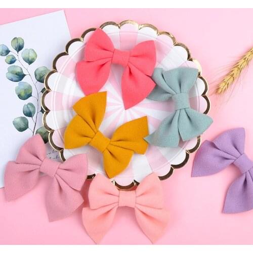 Bulk 32pc/lot 2020 New 3.5" Solid Fabric Hair Bow with Clips,Kids Cotton Bows Hairpins,Girls Hairgrips DIY Hair Accessories