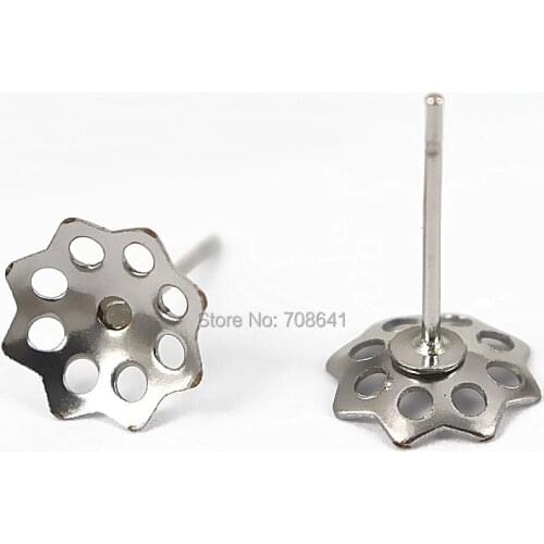 Stainless Steel Stud Earrings Bases Blank Settings Filigree Flower Caps Cabochons Ear Pins Earrings post DIY Findings