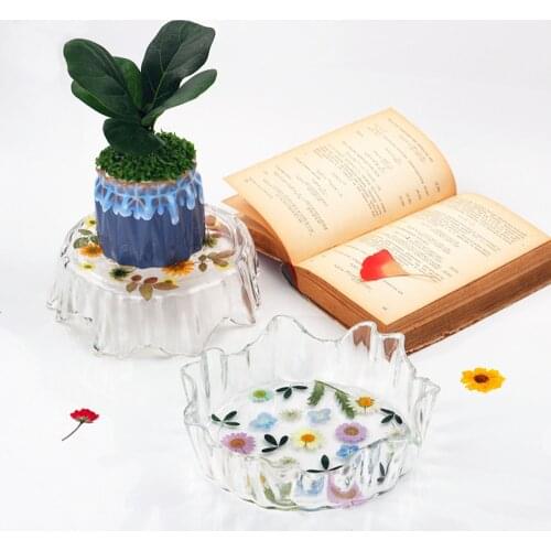 Irregular Flower Stand Round Silicone Mold Desktable Makeup Tray Storage Diy Epoxy Resin Moulds Handmade Fruit Tray Home Decor