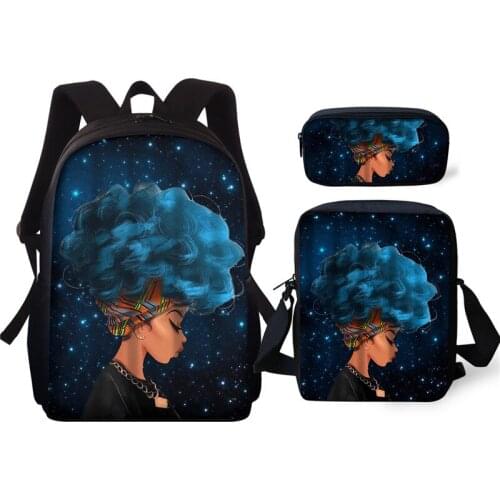 2021 School Bag Cartoon Black Girl Print Kids Schoolbag African Girls Backpack Children Bookbag Mochila Escolar