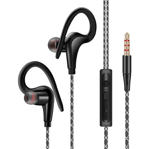 Sports Earphone Fitness Wired Waterproof Headphone Wired Control Noise Isolating Hooked In-ear Headset Super Bass Sweatproof