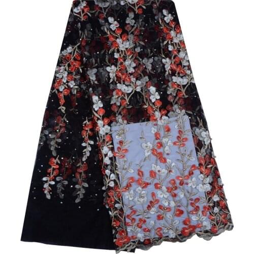 High Quality Nigeria Wedding Lace Fabric Black Latest African Laces 2019 French Tulle Net Lace Fabric With Beads For Dress S1103