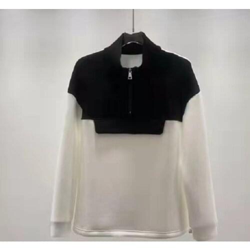 Turtleneck Sweatshirts 2021 Autumn Winter High Quality Clothing Women Color Block Patchwork Long Sleeve Casual Grey Tops Outwear