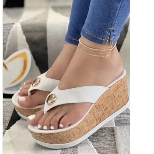 2021 Summer New Womens High heels Shoes Large Size Beach Sandals Platform Slippers Heighten Flip-flops Shoes