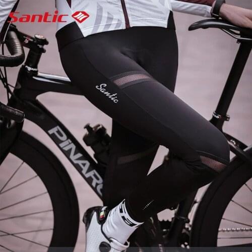 Santic Women Cycling Pants MTB Riding Bicycle Long Pants 4D Padding Bike Trousers Spring Autumn Reflective Sports Pants Clothing