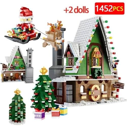 1452pcs City Winter Snow House Santa Claus Building Block Creative Snowmobile Christmas Tree Figures Bricks Xmas Toy for Child