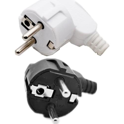2PCS EU Plug AC Power Adapter 16A 250V Connector Cable Electrical Plug White Black Male Converter Adaptor Detachable Plug