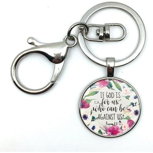 2018/fashion hot money don't be afraid I'm with you Isaiah 41 10 bible Christian pattern glass pendant keychain