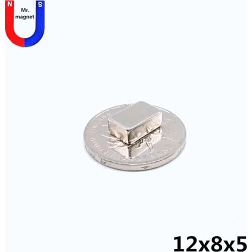 30/100/500pcs 12x8x5 mm Super Powerful Strong Rare Earth Block NdFeB Magnet Neodymium N35 Magnets F12*8*5mm- Free Shipping