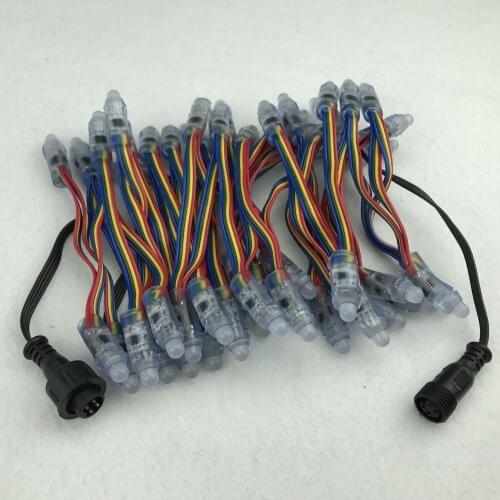 4 wires(with returned signal) 50pcs/string DC12V WS2811 bullet type pixel nodes;IP68 rated, RGB addressable full color