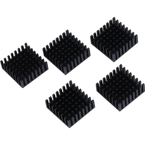 5Pcs Computer black slot Aluminium Heat sink cooler radiator 25*25*10mm for Electronic Chip Heat dissipation Cooling Pads