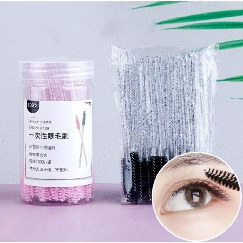 50/100pcs Disposable Crystal Eyelash Makeup Brush Eyebrow Mascara Spoolers Comb Applicator Wands Eyelash Extension Tool