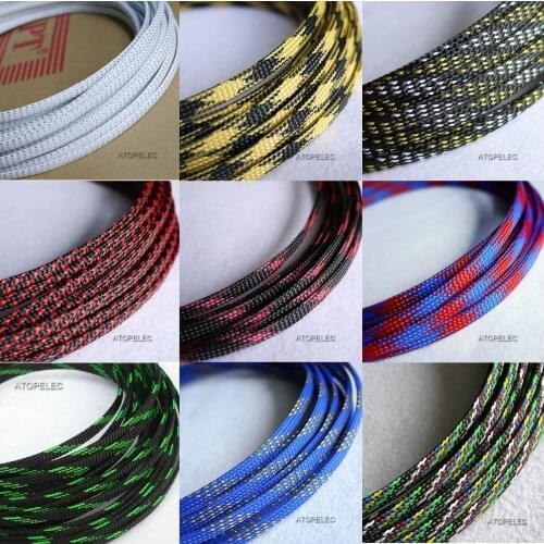 6mm Wide TIGHT Braided PET Expandable Sleeving Cable Wire Sheath Black/Silver/Gold/Red/Orange/Yellow/Green/Blue/White/Clear