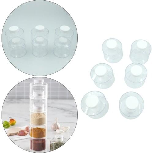 6pcs Reusable Bottle Seasoning Box Containers Outdoor Portable Barbecue Spice Jar Kitchen Tool for Camping Cooking