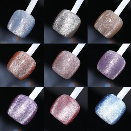 8ml Shiny 9D Wide Cat Eye Nail Gel Polish Magnetic Colorful Nail Art Polish Bright Silver Enamel Lacquer Soak Off UV Gel Varnish