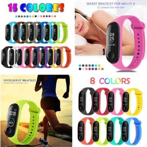 8pcs 15pcs Straps for Xiao mi Mi Band 3 / Mi Smart Band 4 Bracelets Silicone Watch Band Replacement 15 colors