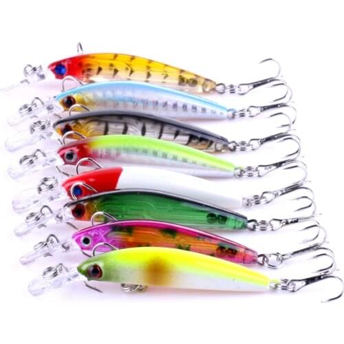 8Pcs Wobblers Laser Minnow Fishing Lure 7cm 4g Crank Bait Hooks Bass Tackle Crankbait Wobblers Fishing Tackle Accessories