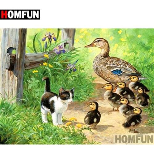 HOMFUN Full Square/Round Drill 5D DIY Diamond Painting "Animal cat duck" 3D Diamond Embroidery Cross Stitch Home Decor A19098
