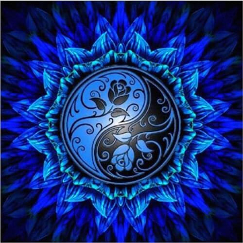 ZJZY 5D Diy Diamond Painting Blue Mandala Flower Handmade Home Gift Diamond Embroidery Picture Mosaic Round Rhinestone LY657