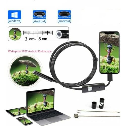 Car Endoscope 5.5mm Pipe Endoscopic 1-3.5m USB Sewer Inspection Flexible Camera 480pP Video Boroscope for PC Android Smartphone