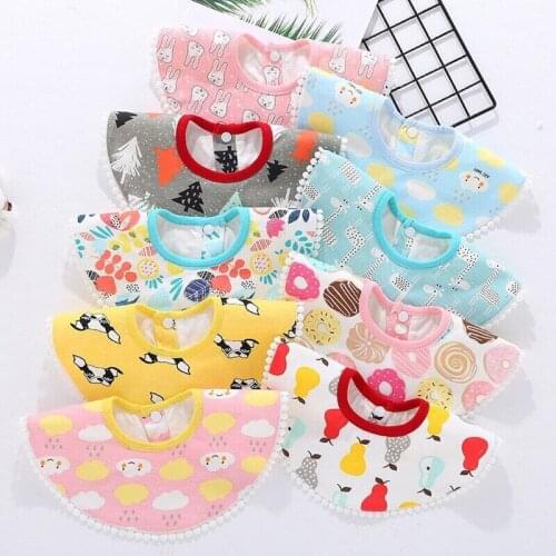 Cartoon 360 Degrees Rotating Infant Baby Bibs Cute Animal Printed Waterproof Soft Cotton Comfortable Saliva Towels Baby Apron
