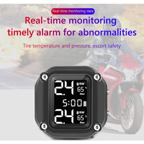 Display Tyre Pressure Alarm w/ Time Monitoring System Outdoor Personal Car Solar LCD Motorcycle TPMS Parts Decoration
