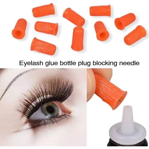 10pcs Eyelash Extensions Tools Eyelash Glue Bottle Plug Blocking Needle Accessories for False Fake Eye lashes Beauty Makeup Tool