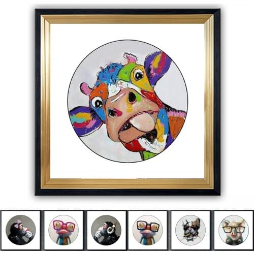 Oil Painting hand painted Cartoon on Canvas Abstract Animal Wall Art for Home Decoration Happy Flowers cattle NEW 2020033004
