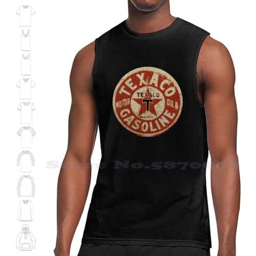 Texaco Black White Sleeveless Tank Top Men Women Texaco Gulf Mobil Chevron Shell Station Oil Vintage Car Auto Bike Club Fathers