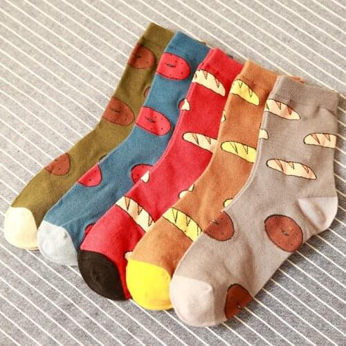 Fashion bread ring pattern cotton men socks high quality clothing with fun novelty Harajuku street Funny man socks Chaussettes