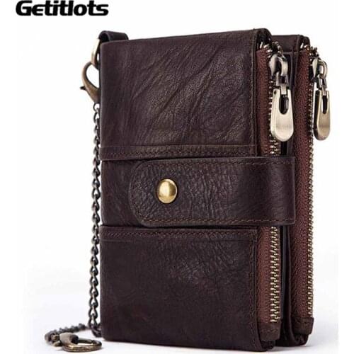 Fashion Mens Wallet Male Genuine Leather Card Holder Vintage Short Wallets Coin Pocket Purse PORTFOLIO Portomonee Hasp Purses