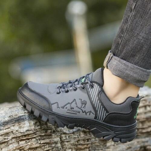 Autumn Men Hiking Shoes Waterproof Leather Casual Sneakers Man Breathable Light Weight Outdoor Male Work Sports Shoes Size 39-44