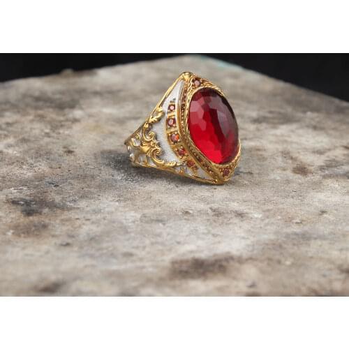 925 Sterling Silver Red Zircon GemStone Men Silver Ring, Vintage Silver Ring For Men, Handmade Engraved Mens Ring, Ruby Stone