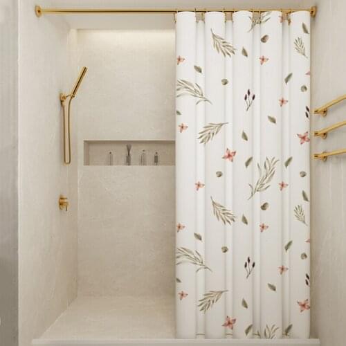 Not in/Floating Flowers Hook Style Shower Curtain,99.9%Waterproof,Bathroom Thicken Mildewproof Fabric,Pure Copper Buttonhole