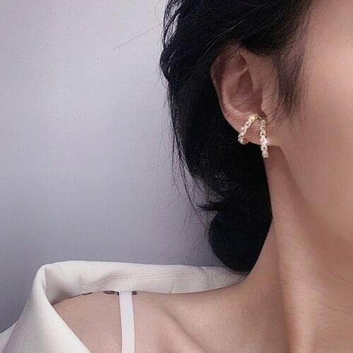 New Ear Clips Crystal Leaves Elegant Double Layer Hip hop Punk Non Piercing Ear Cuffs Women Fashion Jewelry Accessories