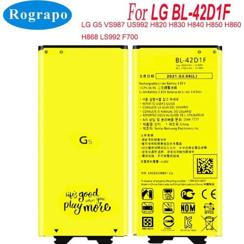 2800mAh BL-42D1F Original Replacement Battery For LG G5 VS987 US992 H820 H840 H850 H830 H831 H868 F700S F700K H960 H860N LS992