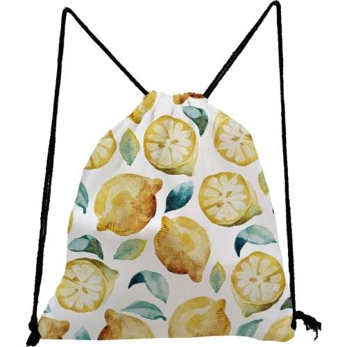 Lemon Printed Drawstring Bags Refreshing Casual Travel School Bags Unisex Toy Snack Bag Preppy Backpack Portable Softback Bag