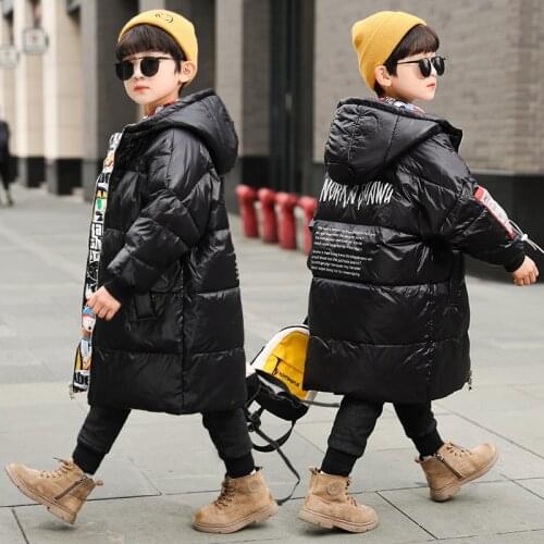 Boys Winter Parkas Down Jacket Teen Warm Coat Outerwear Teenage Outfit Children Kids Fur Coat Childrens Medium Large Clothing