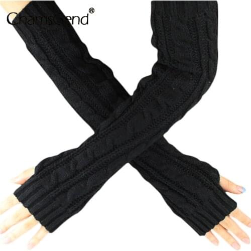 New Fashion Women Gloves Ladies Winter Casual Knitted Wrist Arm Hand Warmer Long Mitten Fingerless Gloves Warmer Dropshipping